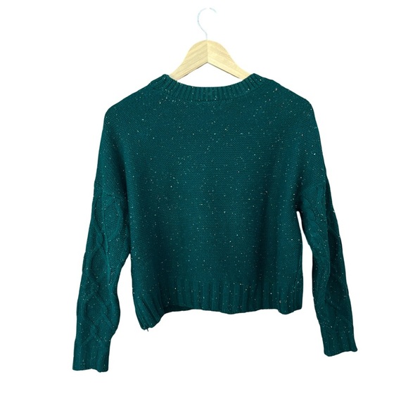 Ultra Flirt Cable Knit Acrylic Crewneck Sweater M Green Pre-Owned Excellent - Picture 8 of 14
